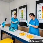 식품위생관리사 자격증 난이도 분석 - A professional food safety training classroom scene in Sweden, showing a diverse group of adult stud...